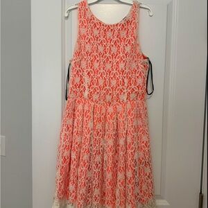Felicity & Coco Coral and White Lace Dress